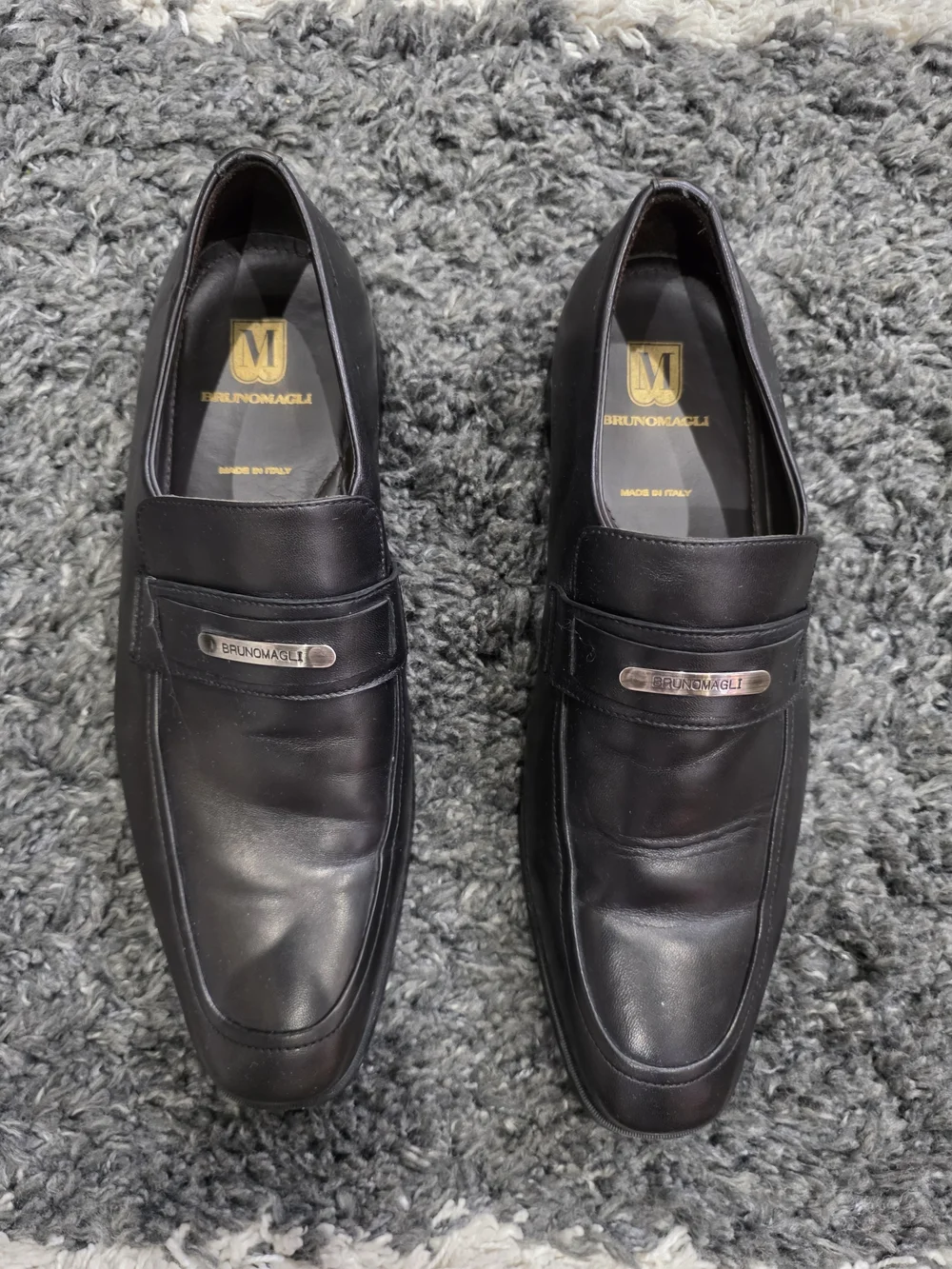 Bruno Magli Men’s Black Leather Slip-On Loafers Size 11.5 Made in Italy